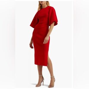245. HIGH END Knit Midi Red Dress